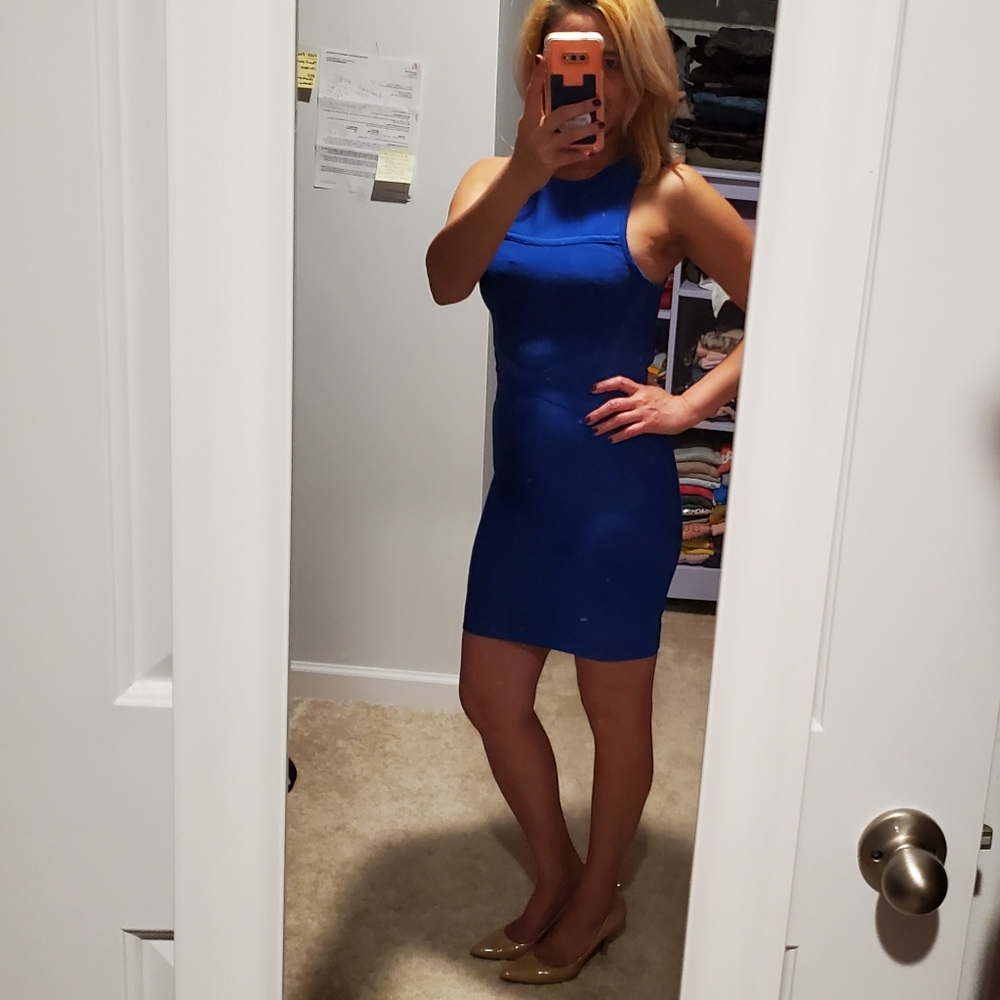 Blue bodycon dress by Bebe